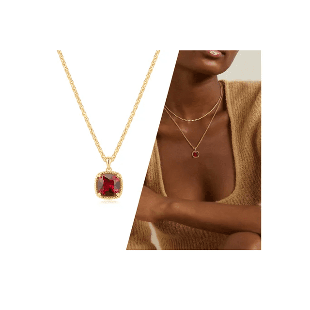 Collar Xtellar dorado De Chapado Oro 18k Para Mujer Con Rubí