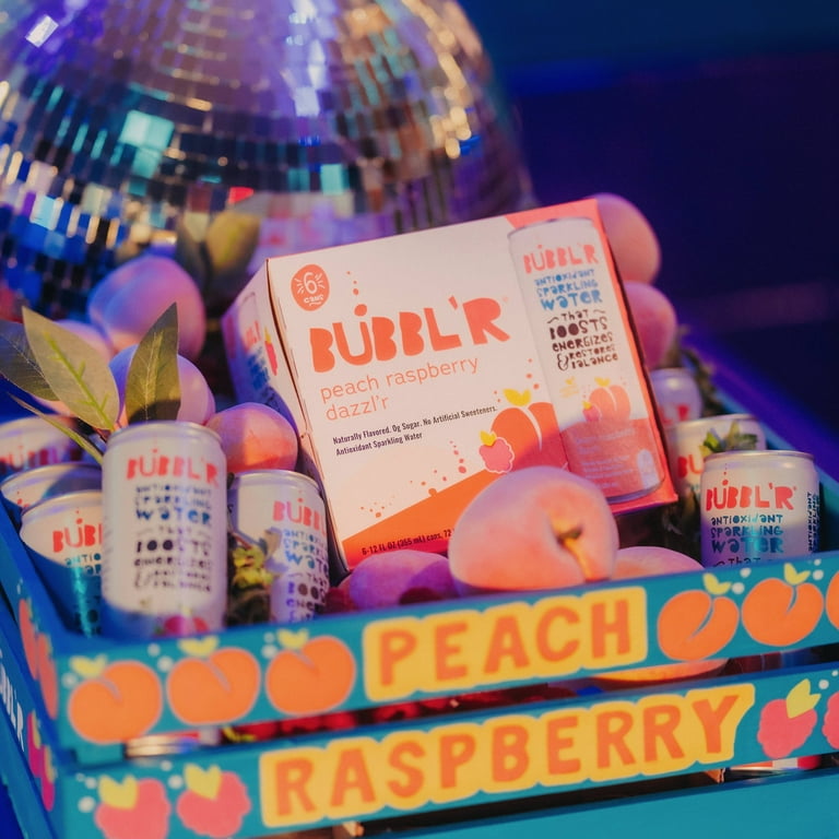 BUBBL'R Antioxidant Sparkling Water, Peach Raspberry Dazzl'r, 12