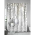 thumbnail image 5 of Fsddascl Christmas Shower Curtain Set - Standard 72" x 72" Washable Bathtub Curtain with 12 Hooks, Xmas Silver Balls Glitter Sparkle Stars Waterproof Fabric Stall Shower Curtains for Bathroom/Bathtub, 5 of 6