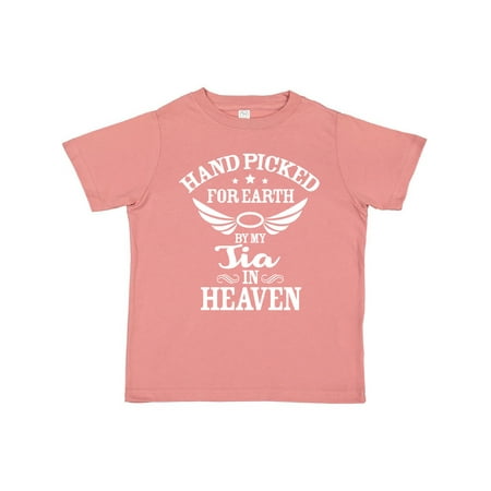 

Inktastic Handpicked for Earth By My Tia in Heaven with Angel WIngs Gift Toddler Boy or Toddler Girl T-Shirt