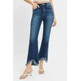 thumbnail image 4 of I AM A FASHION JUNKY RISEN Full Size High Rise Crop Bootcut Fray Hem Jeans Plus Size (Dark, 15(32)), 4 of 6