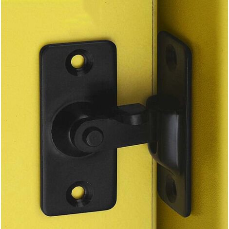 Cerradura de puerta abatible de 90 grados, cerradura de puerta de granero, cerradura de ángulo recto, cerradura de puerta de arco dedicada (negra)