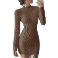 thumbnail image 2 of xxxiticat Women's High Neck Sweater Dress Long Sleeve Backless Cut Out See Through Cable Knitted Turtleneck Sweaters(KH,S), 2 of 3