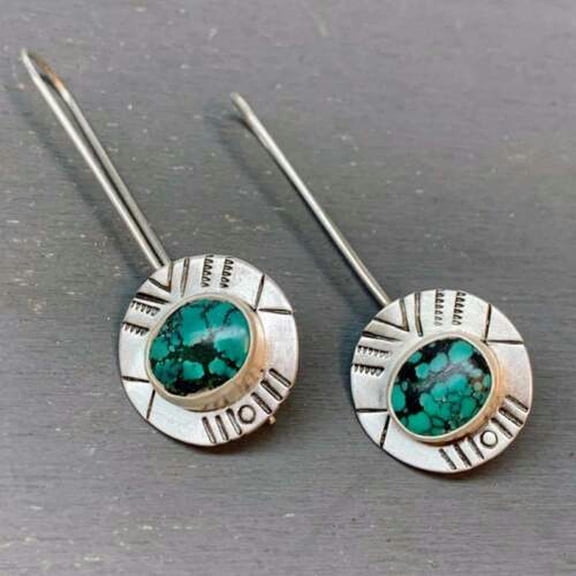 QQTDFG Turquoise Ear Hook Earrings Fashion 925 Silver Women Jewelry Wedding Dangle Drop-#2