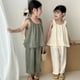 thumbnail image 2 of Conjuntos de chaleco con estilo para niña, Top sin mangas con tirantes con volantes y pantalones de pierna ancha, trajes de camisola para niño, 2 uds., 2 of 6