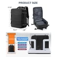 thumbnail image 4 of Mochila de viaje coowoz grande impermeable para mujeres y hombres, color negro, 4 of 6