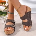 thumbnail image 2 of Rokment Butterfly Platform Wedge Sandals for Women Fashion Comfortable Orthopedic Arch Support Walking Slip on Beach Casual Chunky Heeled Dress Slides Coffee Size 9, 2 of 6