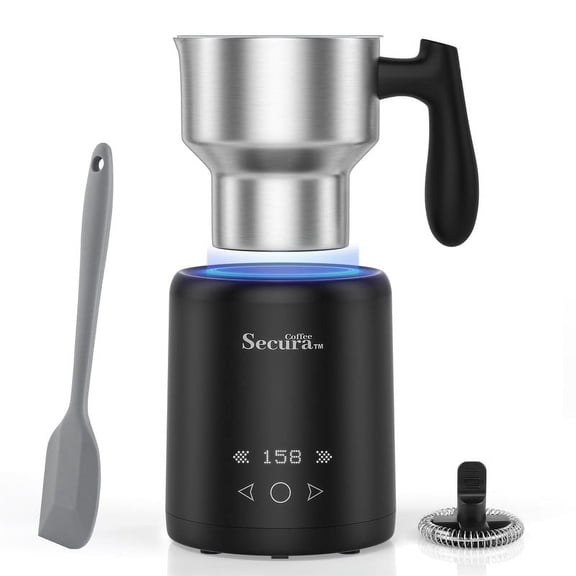 Secura Induction Milk Frother, 5-IN-1 Electric Milk Steamer with Detachable Stainless Steel Jug, 13.5oz Automatic Hot/Cold Foam & Hot Chocolate Maker with LED Touch Screen, Temperature Display