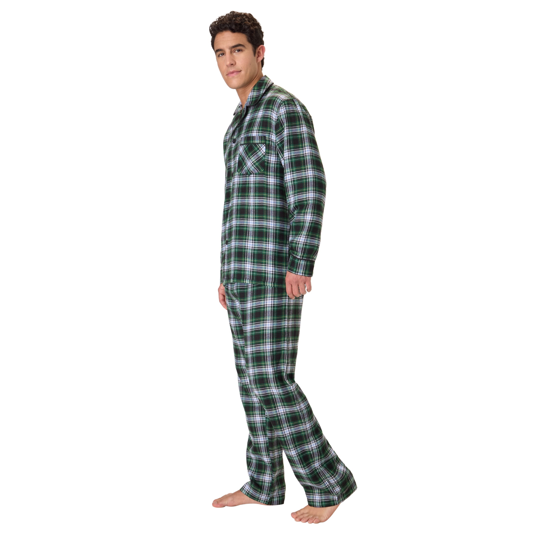Hanes Men's Flannel Plaid Pajamas Set, 2-Piece, Sizes S-XXL, Green