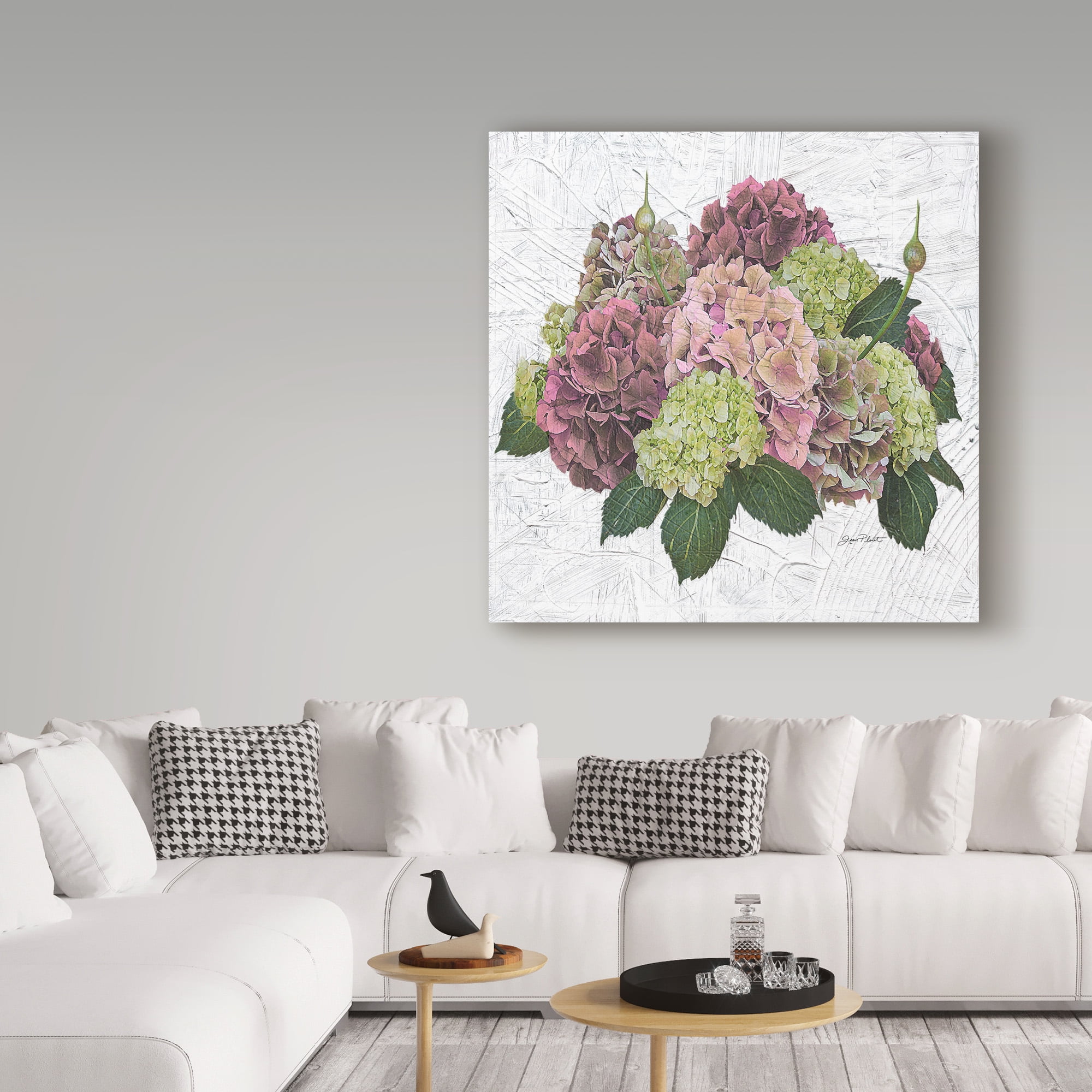 Trademark Fine Art 'Hydrangea Vignette Pink' Canvas Art by Jean Plout