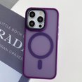 thumbnail image 1 of Luxury Matte Translucent Bumper Phone Cases For iPhone 16 14 13 12 11 15 Pro Max Plus For Magsafe Wireless Charge Magnetic Cover Dark Purple For iPhone 11ProMax, 1 of 6