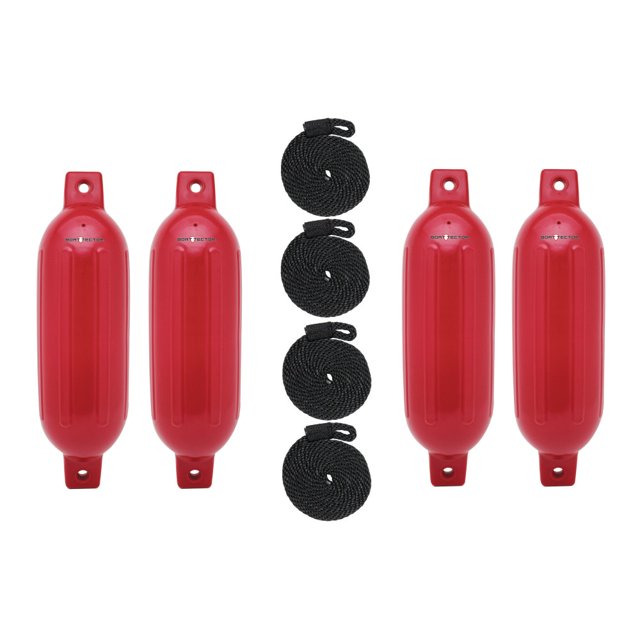Extreme Max 3006.7498 BoatTector Fender Value 4-Pack - 6.5" x 22”, Bright Red