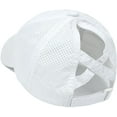 thumbnail image 2 of Gorra de béisbol con cola de caballo cruzada para mujer, ajustable, con moño alto desordenado, de secado rápido, 2 of 7