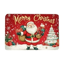 Gumesh Christmas Welcome Doormat 16x24 Inch, Non-Slip Absorbent Entrance Mat for Holiday Season, Festive Front Door Decor with Santa Pattern, Indoor/Outdoor Use