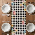 thumbnail image 4 of Table Runner 90 Inches Long for Kitchen Dining, Easter Gnomes Dresser Scarf Farmhouse, Dining Table Decorations for Wedding/Parties, Spring Watercolor Bunny Tulip Black Plaid 13 x 90 In, 4 of 8