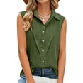 thumbnail image 4 of QUNYINEY Tank Tops for Women Plus Size Cotton Linen Solid Colors Summer Shirts Layering Loose Fit Collared Sleeveless Womens Going Out Tops, 4 of 7