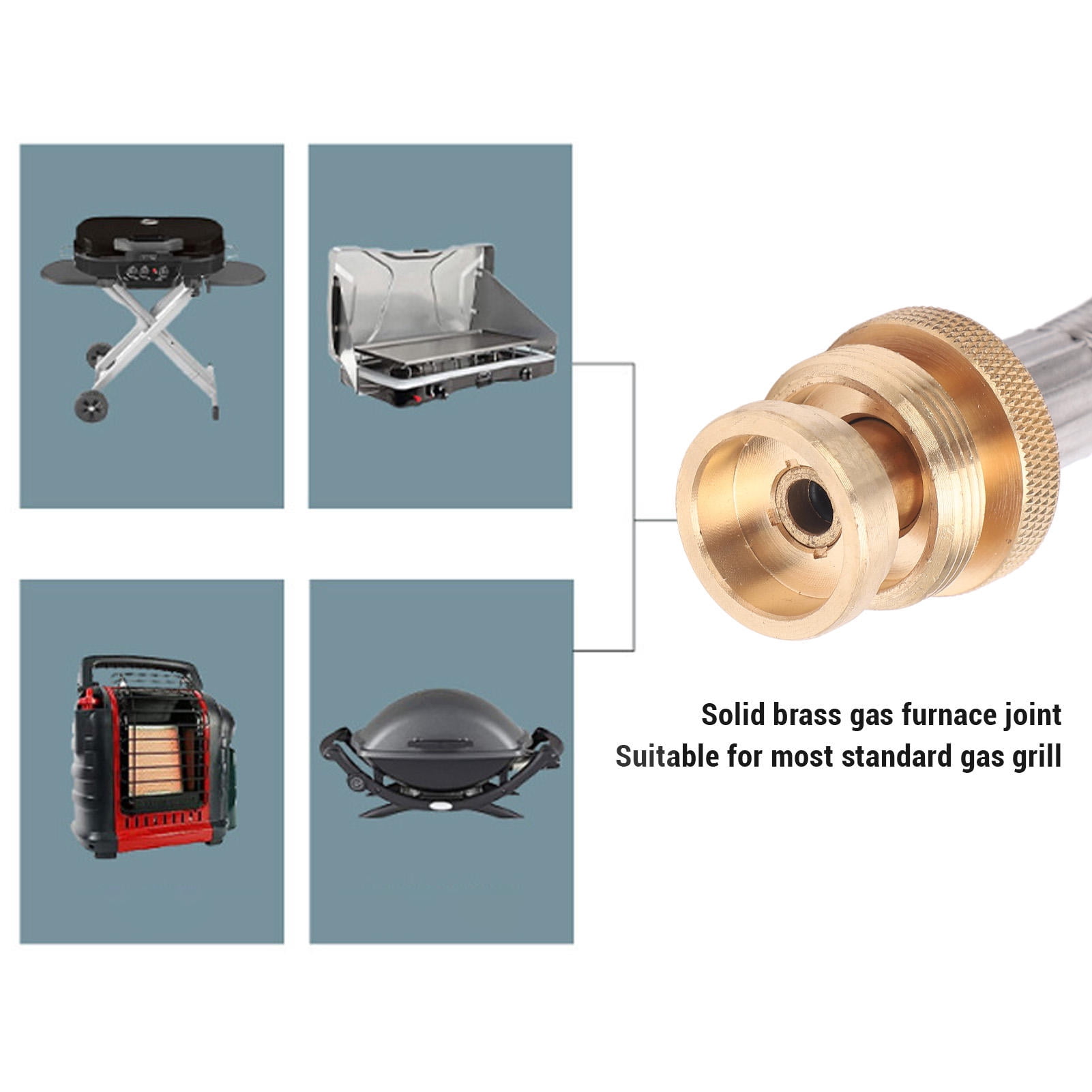 Suodoka 5‑ft Stainless Steel Gas Hose Adapter – 1‑to‑20lb Extension for Buddy Heaters, Weber Q, Blackstone & Coleman Grills
