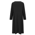 thumbnail image 5 of IROINNID Maxi Dress for Women Strapless V-Neck Shift Dress V-Neck Solid Long Sleeve Button Knee-Length Dress,Black, 5 of 6