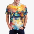 thumbnail image 1 of Bingfone Colorful Fishing Boats for Men's Button-down POLO Shirts, Quick-drying Shirts and T-shirts for Summer, Suitable for Vacation and Business-X-Large, 1 of 6