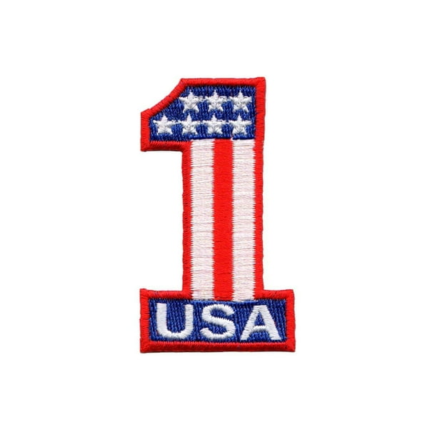 USA Number 1 One Patch Racing Flag Symbol American Embroidered Iron On