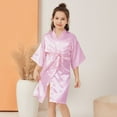 thumbnail image 5 of Povozer Kids Girls Silky Satin Robes Toddler Baby Casual Silky Satin Robe Kid Solid Silk Kimono Robe Children Wedding Birthday Spa Party for D,Light Pink, 5 of 8