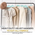 thumbnail image 6 of Techzoo Premium Teal Velvet Hangers 15 Pack - Space Saving Felt Hanger, Non Slip Clothes Hangers for Closet, Heavy Duty Hanger for Coats, Shirts & Pants, 360° Swivel Hook, Hold Up to 10 lbs, 6 of 7