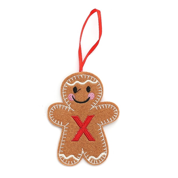 Adornos de jengibre con iniciales del alfabeto Monograma de jengibre Adorno colgante para el árbol de Navidad con la letra del apellido Decoración para el árbol de Navidad