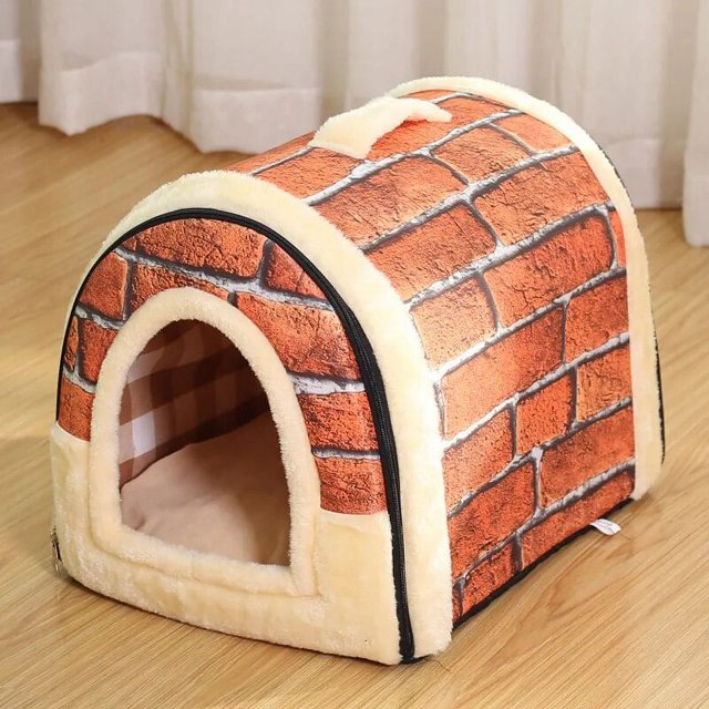 Dog Pet House Dog Bed For Dogs Cats Small Animals Sleeping Bed Indoor Soft Cozy Dog Cave Bed Foldable Removable Warm Cats Kennel ShopWise Round