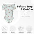 thumbnail image 4 of KLL Women 's Crew Neck Bodysuit Jumpsuits Strawberry Print Short onesies Stretch T Shirts, 4 of 7