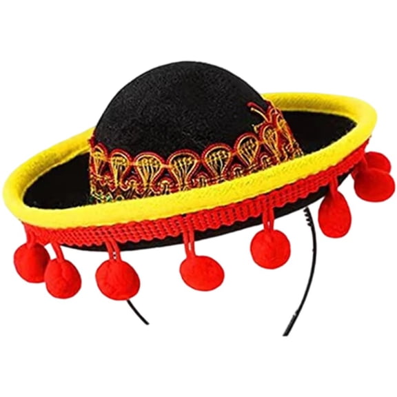 Jiibva Mexican Mini Small Hat Hair Hoop Cute Sombrero Hat Hair Hoop Mexican Festival Headdress Performance Props for Party Supplies