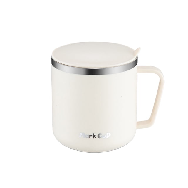 Taza de Café de Viaje Taza de Acero Inoxidable con Tapa Y Mango -400Ml Taza Aislada de Doble Capa Reutilizable - Adecuada para la Oficina Del Hogar Y la Taza de Café de Viaje