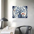 thumbnail image 4 of COMIO Navy Blue Poster Wall Decor for Bedroom Vintage Floral Pattern Canvas Print Bathroom Abstract Retro Flowers Picture Modern Blue Wall Art Framed Home Paintings Art Wall Decoration, 4 of 5