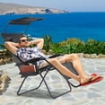 thumbnail image 3 of Gymax Folding Recliner Zero Gravity Lounge Chair W/ Shade Canopy Cup Holder Black, 3 of 10