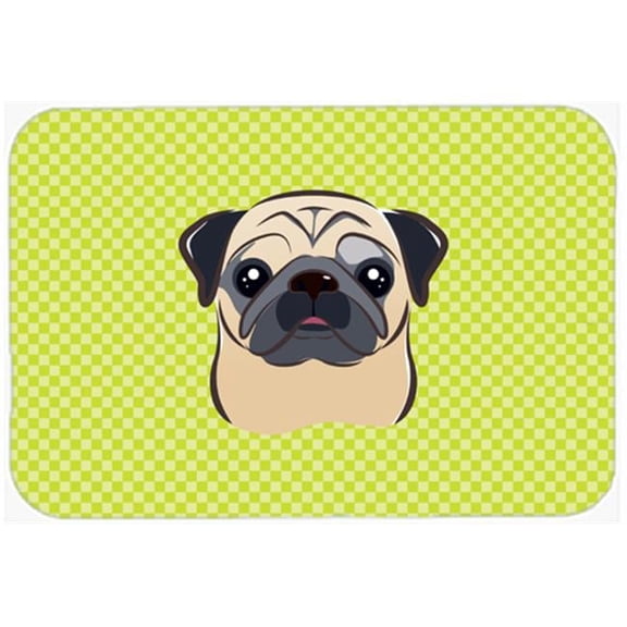 Caroline's Treasures BB1324MP Checkerboard Lime Green Fawn Pug Mouse Pad, Hot Pad or Trivet, Large, multicolor