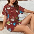 thumbnail image 4 of "Wukai Coffee Cups Women's Pajama Set - Short-Sleeve Top and Shorts with Elastic Waistband and Pockets for Loungewear, Yoga, and Casual Wear-Medium, 4 of 8