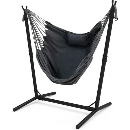 COFALZOY Hammock Chair with Stand  Outdoor Indoor Hammock Swing Chair  Heavy-Duty Steel  Max 300lbs  Grey