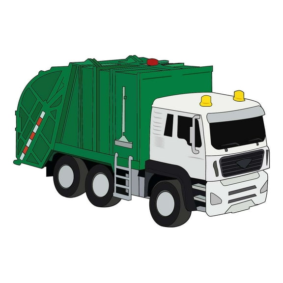 White Garbage Truck Artwork Vinyl Wall Decal - Disposal Vehicle for Dump Art Drawing Wall Decoration 28" x 28"