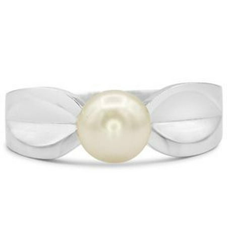 Round Freshwater Cultured Pearl Ring In 14 Karat White Gold Size 5
