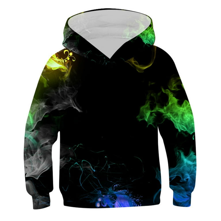 KaLI store Cute Hoodies Cool Pullover Boys Hoodies Sweatshirt Novelty Clothes for Kids Green 8 9 Years