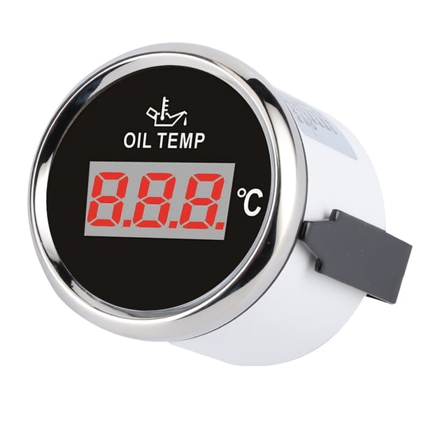 Medidor De Temperatura De Aceite Digital Medidor De Temperatura De Aceite De 2 Pulgadas Termómetro De Aceite Automático Medidor De Temperatura De Aceite Digital Universal 52 Mm ANGGREK Esfera negra con marco plateado.