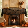 thumbnail image 4 of Halloween Web Brocade Fireplace Mantel Scarf, European Lace Spiderweb Tablecloth Runner, Fabric Cover for Home Dining Table Room Decor, Lazyguy, 4 of 7