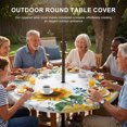 thumbnail image 3 of Round Outdoor Tablecloth with Umbrella Hole and Zipper, Eucalyptus Leaves Tablecloth with Elastic Waterproof, Sunflowers Spring Watercolor Country Floral Bee Patio Table Covers for 45" - 54" Tables, 3 of 9