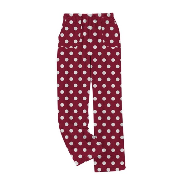 UAMVSH Women's Fleece Pajama Pants Polka Dots Print Warm Wide Leg Sleep Pants Casual Loose Elastic Waist Cute Lounge Pants with Pockets