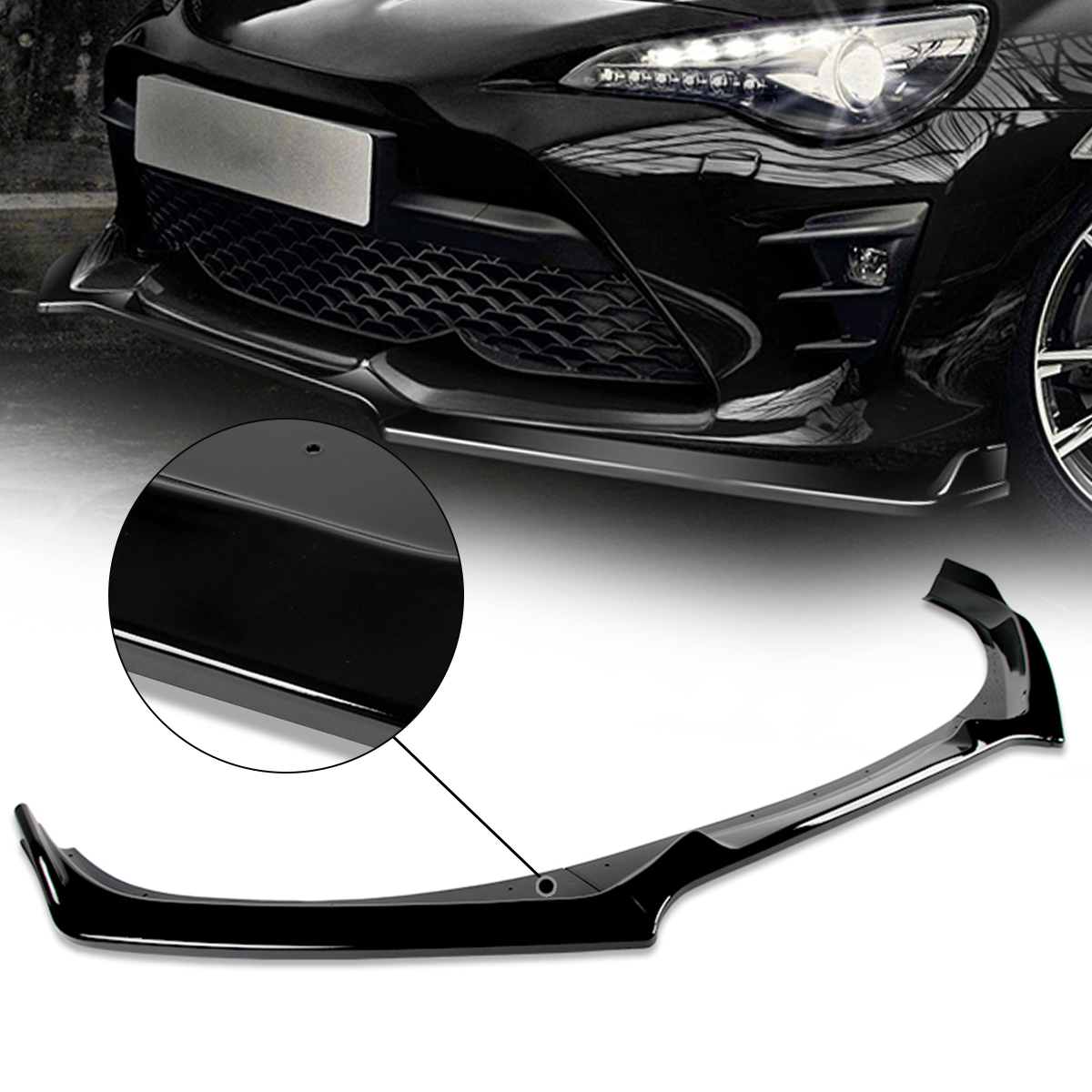 For 17 To Toyota 86 3pcs Gloss Black Finish Cs Style Car Front Bumper Lip Guard Body Kit Walmart Com