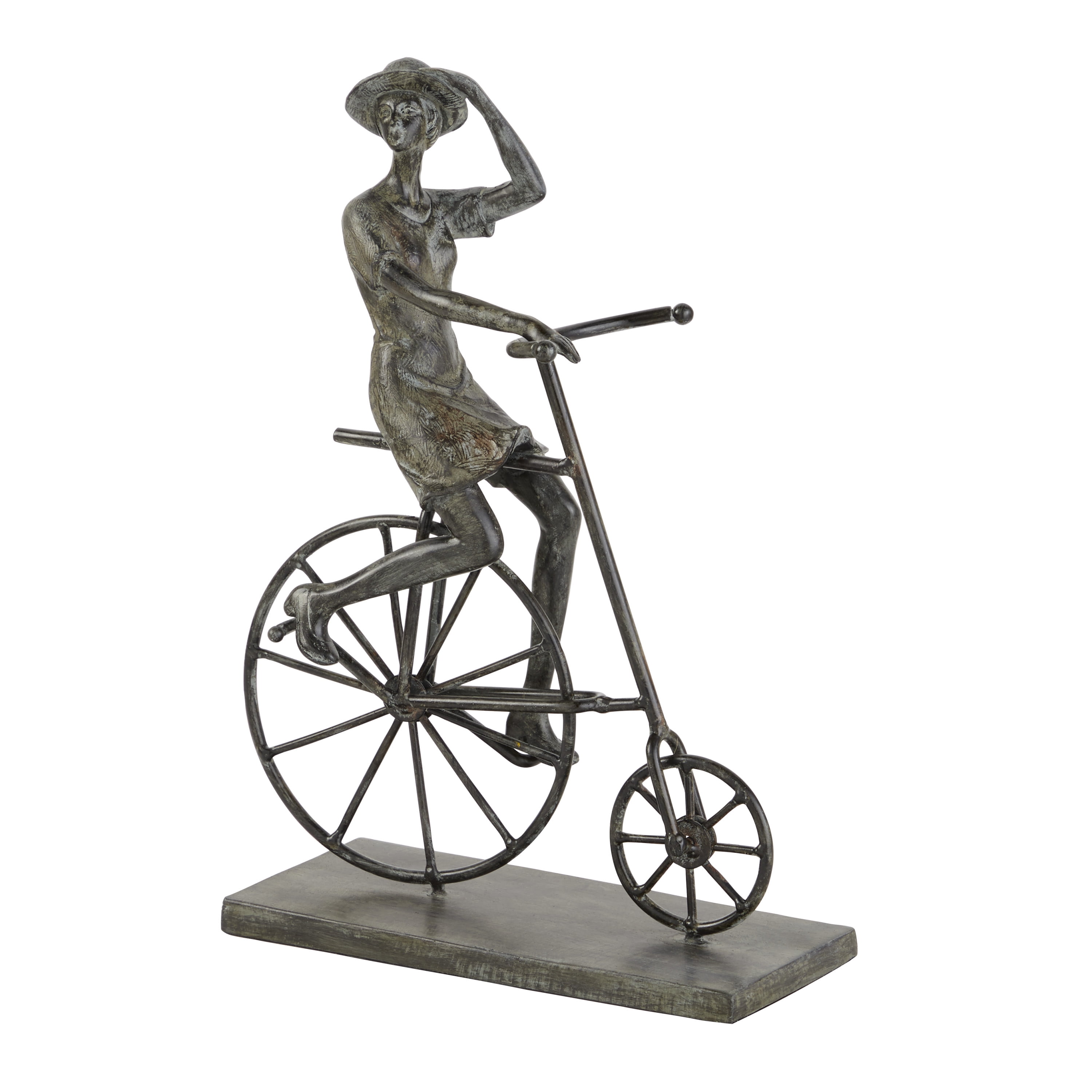 DecMode 9"W, 13"H Polystone Traditional Bicycle Sculpture, Bronze