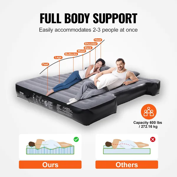 Truck Bed Air Mattress for 5.5 to 5.8 ft Short Beds Inflatable Camping Mattress with 12V Pump 2 Pillows Carry Bag Fits Silverado RAM F150 Sierra Titan Tundra