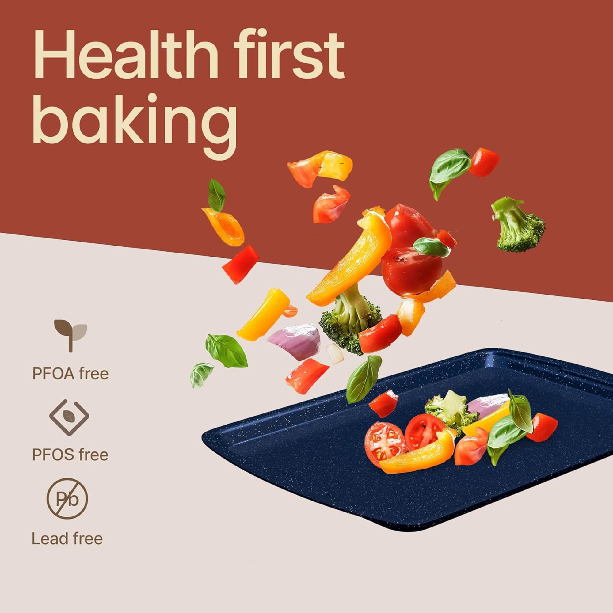 Bakken- Swiss Kitchen Baking Pan Set - Nonstick Blue Marble Coating, Commercial Grade Carbon Steel, Baking Kitchen Essentials, Oven Safe Tray (Up To 450° F), Set of 6