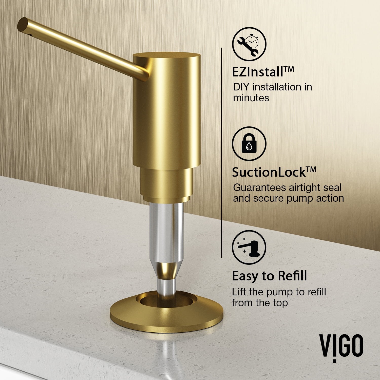 Vigo Vgsd004 Braddock Deck Mounted Soap Dispenser - Matte Brushed Gold