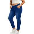 thumbnail image 2 of Plus Size Skinny Jeans for Women Crossover Elastic Stretch Waist Skinny Full Length Denim Pants with Pockets High Waisted Stretchy Denim Pants, 2 of 6