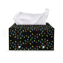ZUXONGSY Christmas Tissue Box Covers Colored Lights PU Leather Tissue Box Cover with Buttons Customized Printed Tissue Cover Stylish Leather Box Christmas Gifts to Friends Family